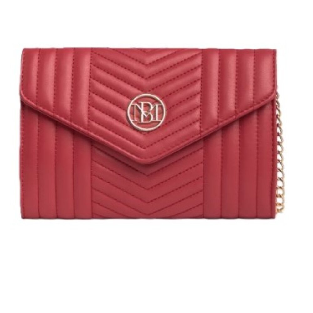 NWT Badgley Mischka Chevron Quilted Crossbody Bag - RED